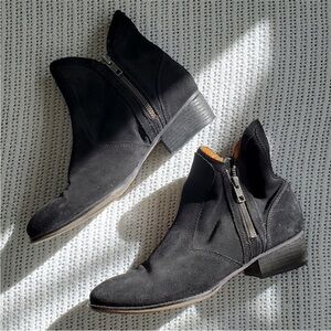 seychelles lucky penny black suede leather western boho ankle flat bootie boots